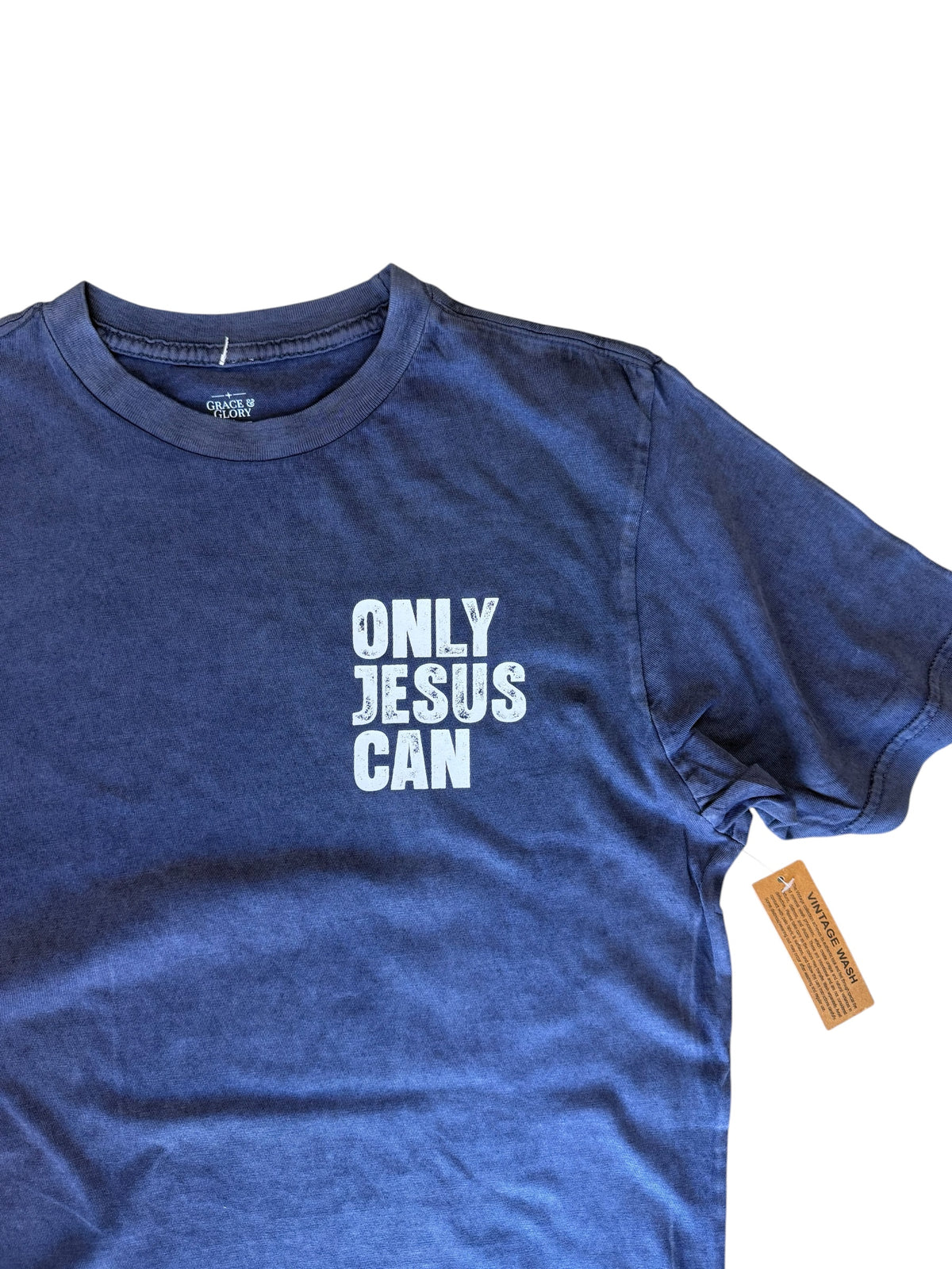 Only Jesus Can Tee — Mineral Wash Navy