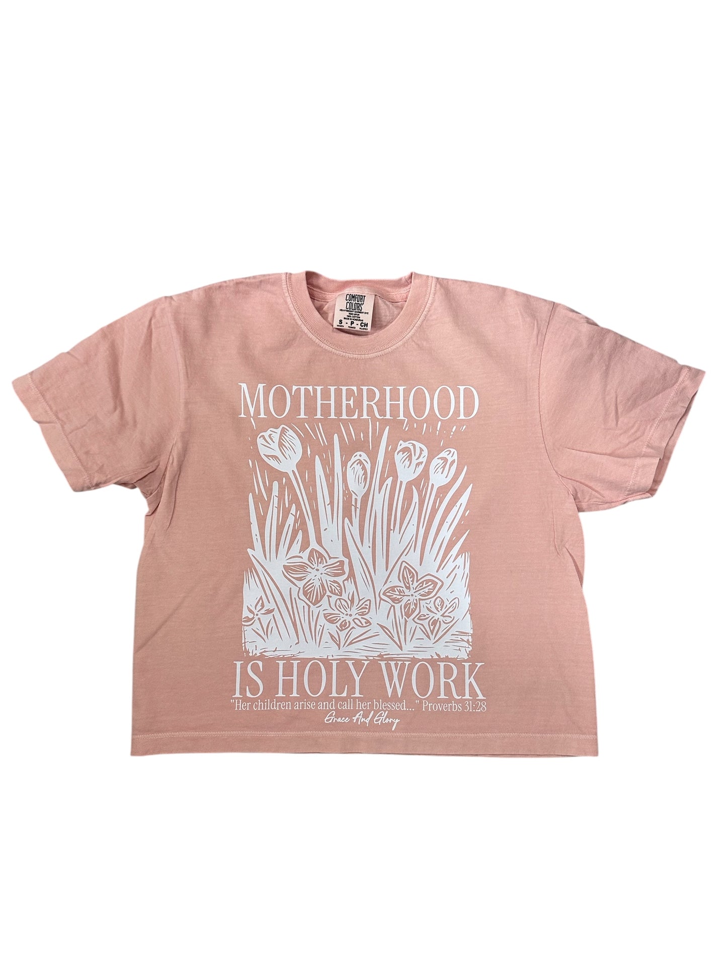 Motherhood is Holy Work Women’s Tee – Brown