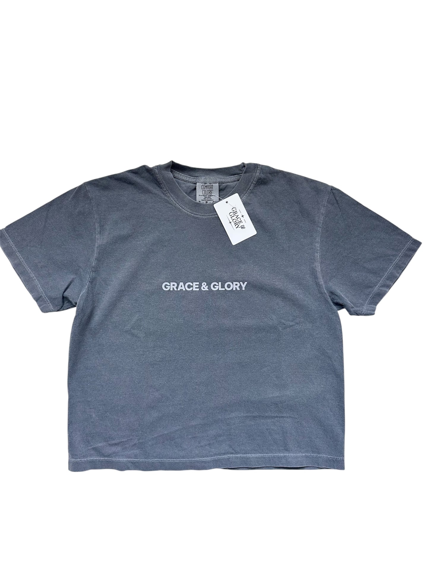 Grace & Glory Minimal Cropped Christian Tee – Comfort Colors® Faith-Based Crop Top Shirt