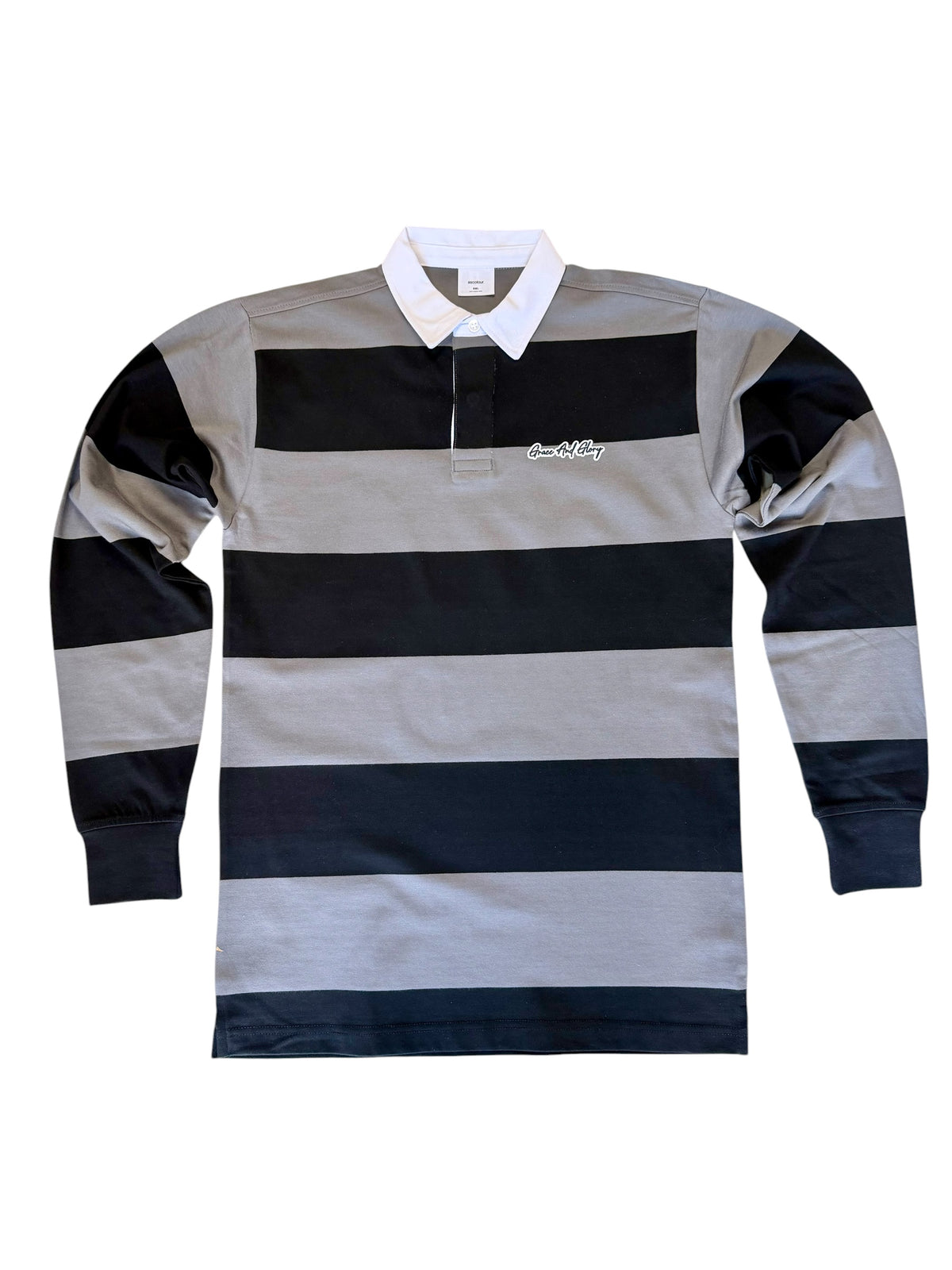 Unisex Black & Gray Rugby Polo | Grace & Glory Fall Edit