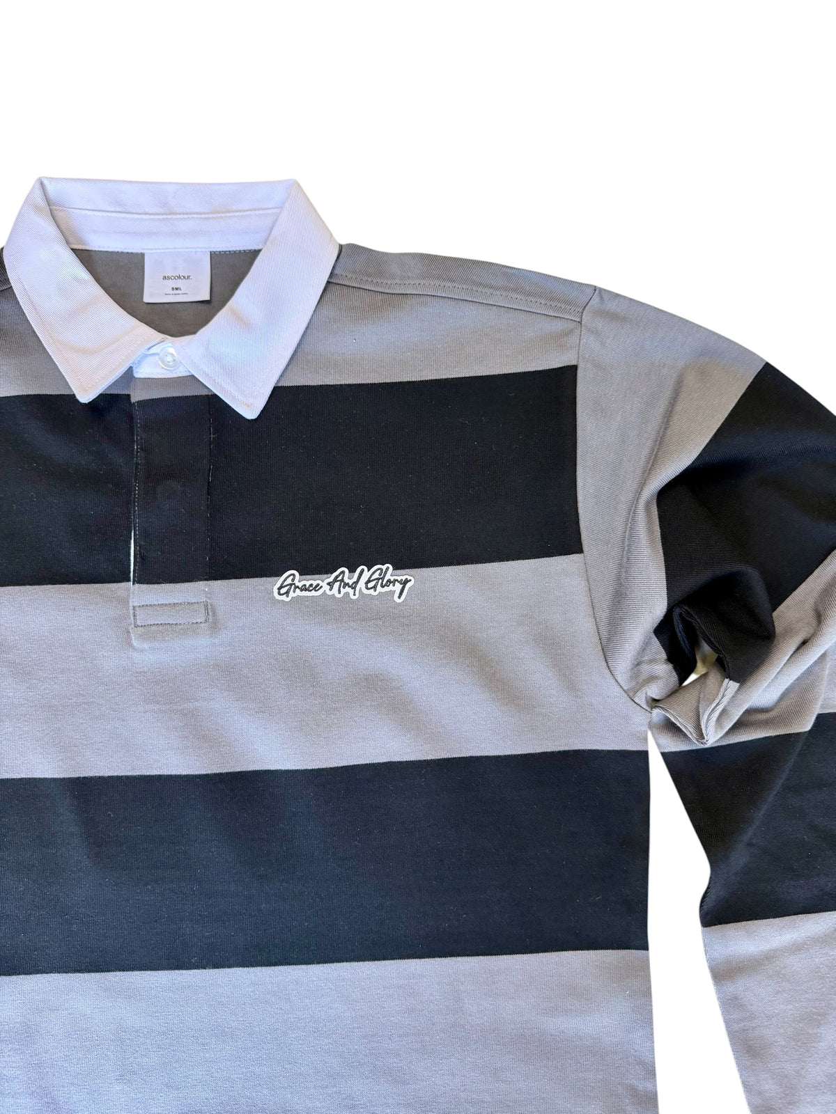Unisex Black & Gray Rugby Polo | Grace & Glory Fall Edit